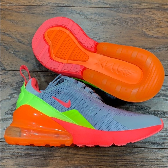 NIKE AIR MAX 270 GS 'WOLF GREY HOT PUNCH' - Picture 5 of 16